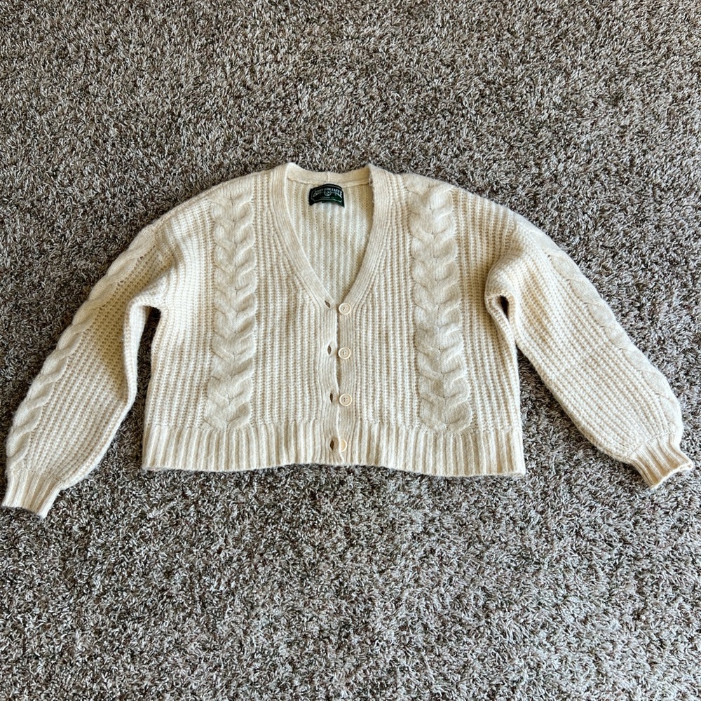 American Eagle Outfitters Cream Button-Up Cardigan